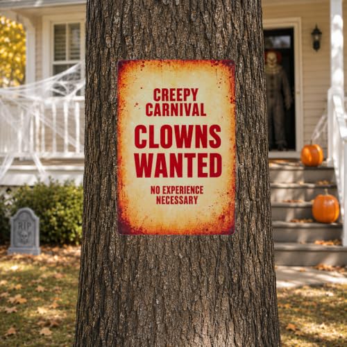 Creepy Carnival Clown Metal Sign - Halloween Horror Wall Decor