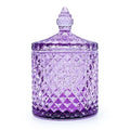 Colorful Glass Jar with Lid - Pointed Cylinder Pink Purple Trinket & Candy Container