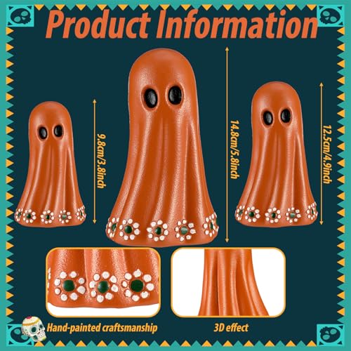 Day of the Dead Ghost Figurines Set - Mexican Halloween Decor, 3 Sizes