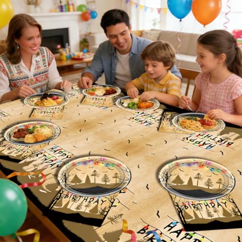 Retro Spooky Forest Party Dinnerware Set for 20 - Plates Napkins & Tablecloth