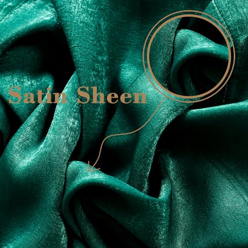 Hunter Green Satin Curtain Backdrop Drapes for Weddings & Events - 9.6x10 Feet