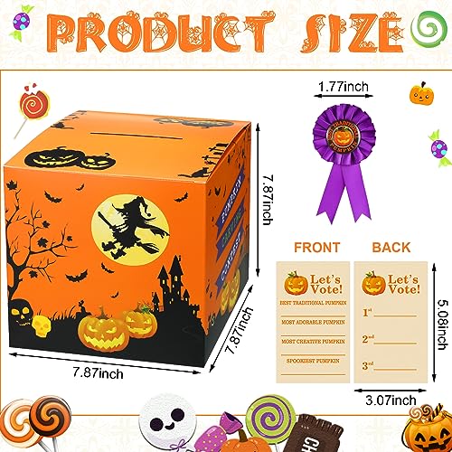 Halloween Pumpkin Carving Contest Awards Kit with Ballot Box, Ribbons & Ballots