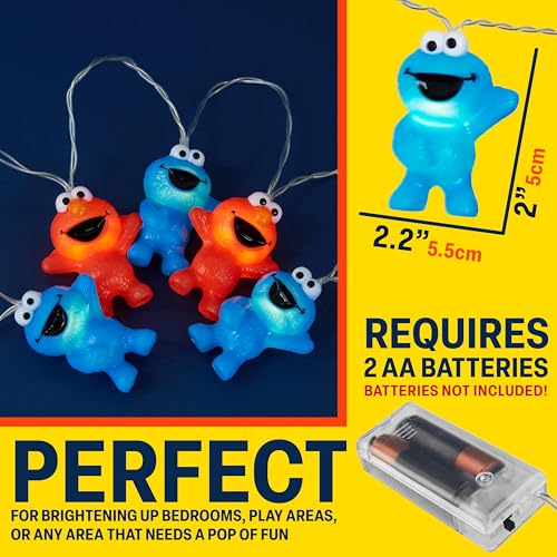 Indoor LED String Lights with 3D Sesame Street Characters - Battery Operated Fairy Lights for Room Decor