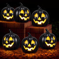 Halloween Jack O Lantern Pumpkin Decoration Set - Black & White, 6 Pcs