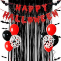 Halloween Party Decorations Set - Scary Horror Ghostface Themed Kit with Banner, Orange Balloons & Bat Cutouts