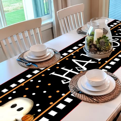 Halloween Ghost Table Runner 13x72 Inch - Funny Cute Holiday Decor