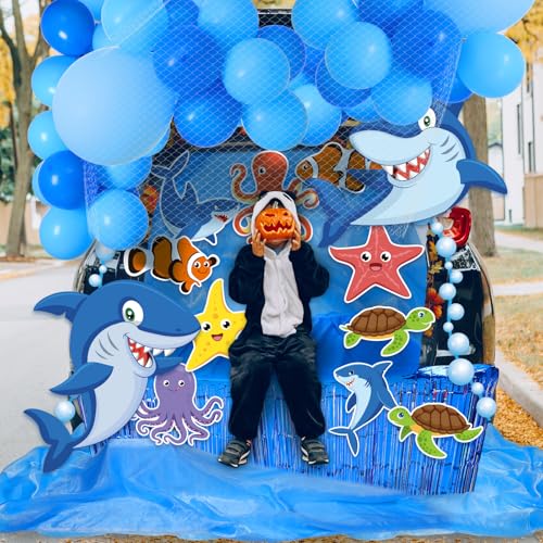 Halloween Shark Trunk or Treat Decorations Party Kit - Undersea Theme, 71 Pieces