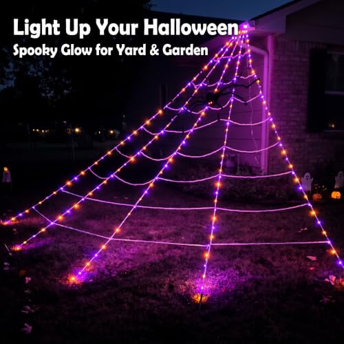 Halloween Spider Web Decoration with 250 LED Lights & 5FT Plush Spider