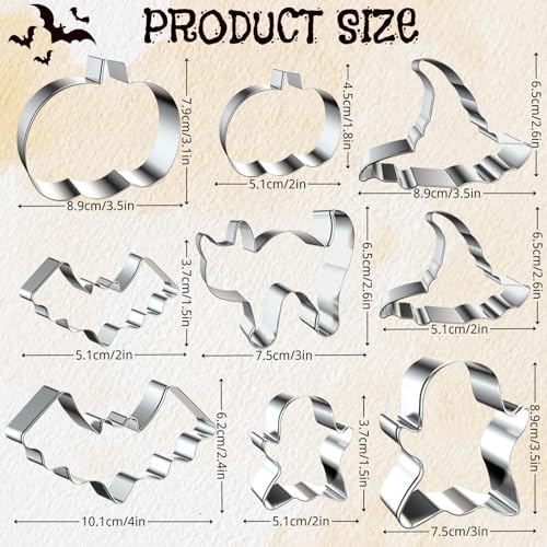 Halloween Cookie Cutter Set 9Pcs Stainless Steel Shapes for Party Baking