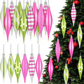 Christmas Tree Ornaments Set - Green and Pink Decorative Balls, 12 Pcs, 6.3 Inch