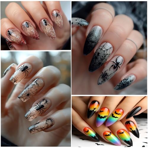 Halloween Nail Art Stickers Ghost Bat Spider Skeleton 3D Self-Adhesive Decals for Manicure