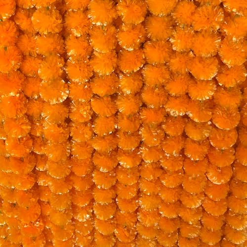 Artificial Marigold Garland for Decoration - 10 Pack, 5 Feet Orange Flowers