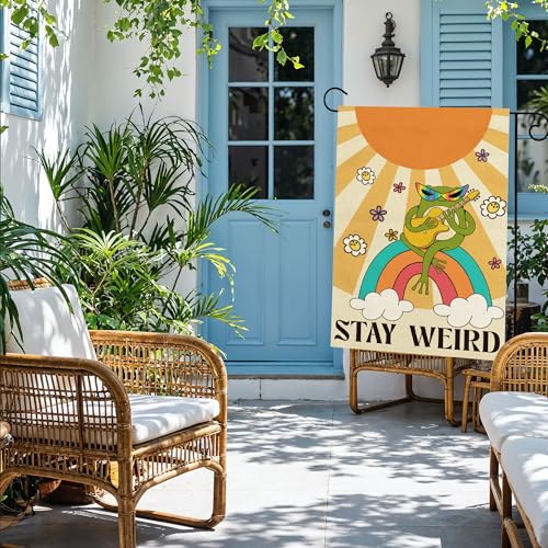 Rainbow Frog Garden Flag Outdoor Banner - Summer Garden Decor