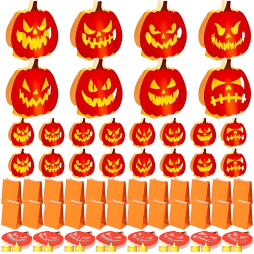 Halloween Luminary Bags with LED Tea Lights - 24 Pack