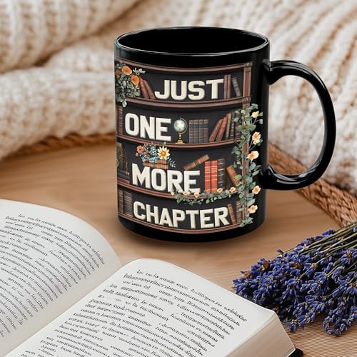 GhostLibr Cute Ghost Reading Mug - Halloween Book Lover Gift, 11oz Black Ceramic Coffee Cup - Variation of THIS listing
