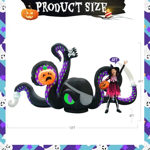 13Ft Halloween Inflatable Giant Octopus Black Sticky Pumpkin LED Light - Outdoor Yard Decor - Variation of THIS Listing