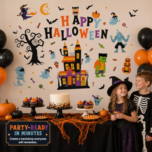 Halloween Window Cling Stickers - 9 Sheets Halloween Decorations - Actilize