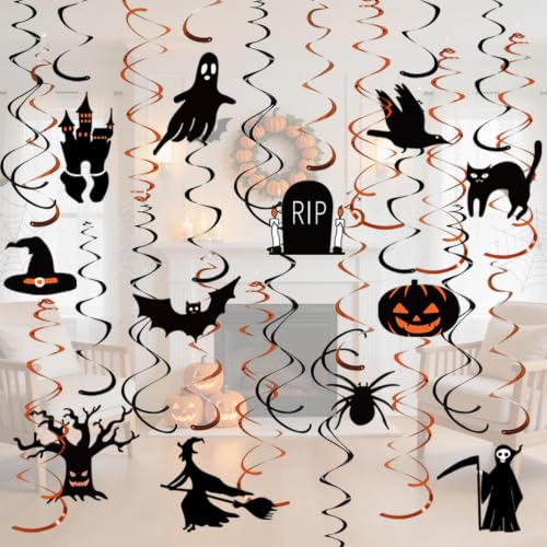 Halloween Hanging Streamers Set - 36 PCS Indoor Outdoor Ghost Pumpkin Witch Decor