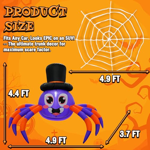 Halloween Trunk or Treat Car Decorations Kit Inflatable Spider with LEDs - Variation of Spider