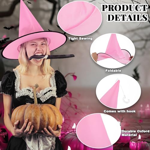 Halloween Witch Hat Decor Set - Suhine 12 Pieces with Classic Black & Pink Variations