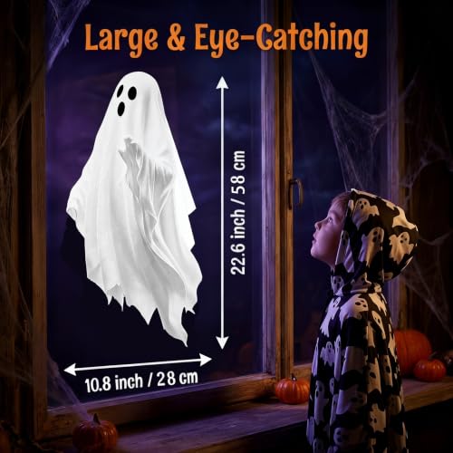 Halloween Ghost Window Clings Set - Large Static Stickers for Windows & Mirrors