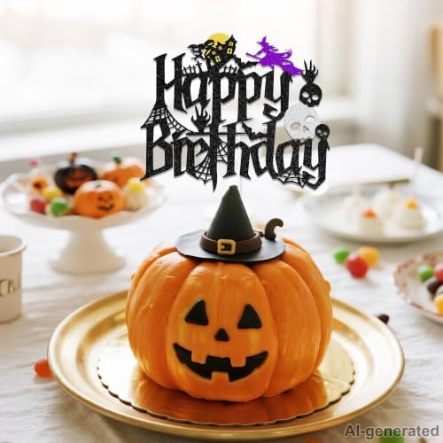 Halloween Birthday Cake Topper Ghost Themed Party Decorations for Men Women