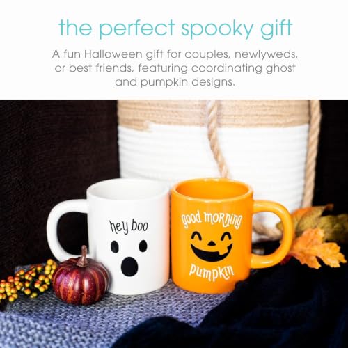 Halloween Coffee Mug Set of 2 - 13 Ounces Pumpkin & Ghost Mugs - Festive Fall Drinkware