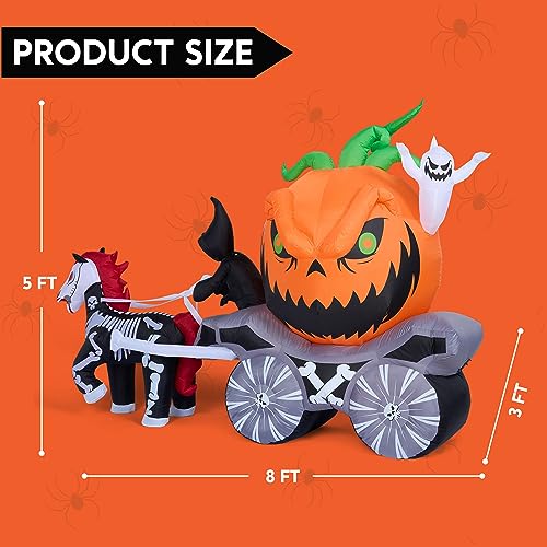 8 Ft Halloween Inflatable Pumpkin Carriage with LED Lights Outdoor Yard Decor