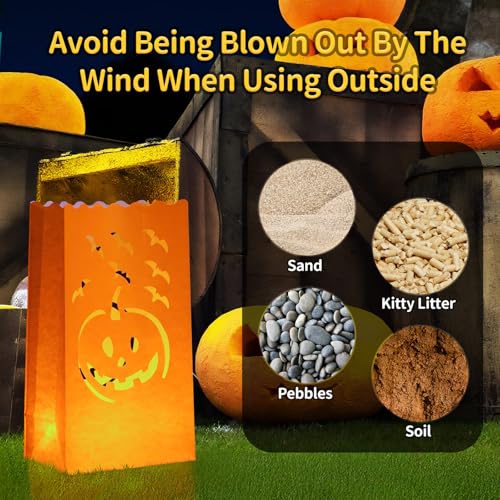 Halloween Christmas Luminary Candle Bags - Pumpkin, 24 Pack