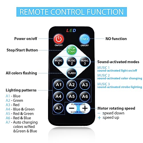 NEQUARE Disco Ball Party Lights 7 Modes Sound Activated with Remote Control 1 Pack
