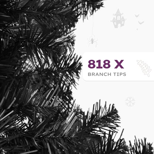 Black Artificial Christmas Tree 6ft with 818 Tips - Holiday Decor