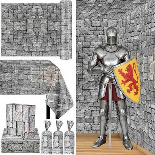 Stone Wall Tablecloth Roll 164ft x 39.4in Medieval Halloween Party Decor