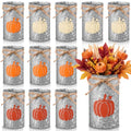 Thanksgiving Fall Pumpkin Vases Set of 12 - Rustic Galvanized Metal Centerpieces