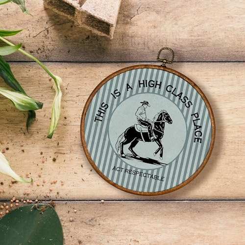 Western Cowboy Wall Art Decor - Lake Blue Round Canvas Frame 10x10