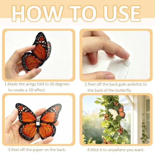36 Pcs Monarch Butterfly Decoration Set in 5 Sizes for Home & Event Decor