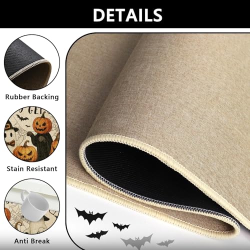 Halloween Pumpkin Kitchen Rugs Set of 2 Non Slip Washable - Fall Decor