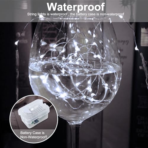 White 48 Pack LED Fairy String Lights Waterproof Battery Operated 7ft for Wedding Party Garden
