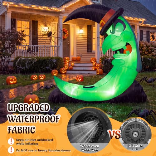 Green 8.9 FT Giant Halloween Inflatable Witch on Moon Outdoor Decorations