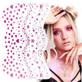 Pink Glitter Face Tattoos - 6 Sheets Sparkling Freckles & Metallic Face Gems for Festivals