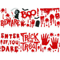 Halloween Gel Window Clings Set - Bloody Handprint & Grim Reaper Variation