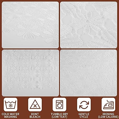 15.8x108 Inch White Crochet Lace Table Runner - Boho Dresser Scarf - Modern Style