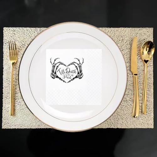 Funny Gothic Skeleton Cocktail Napkins - Till Death Do Us Part, 100 Pack