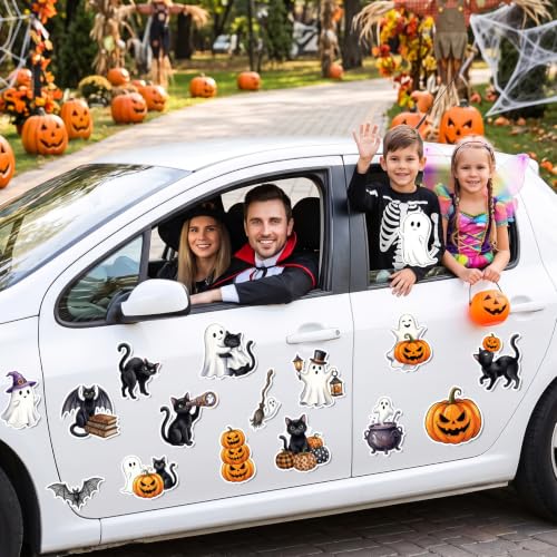 Halloween Garage Door Magnets Set - 20 Cute Ghost Black Cat Pumpkins Decorations