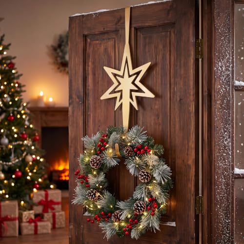 Wreath Hanger Metal Christmas Door Decor - Bethlehem Star Variation of This Listing