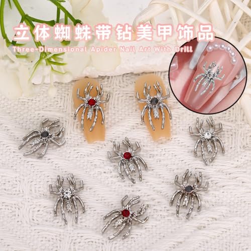 Silver Spider Nail Charms Set - Halloween Nail Art Decorations, 30 Pcs