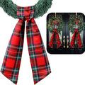 Holiday Wreath Sash 2PCS Cotton Ribbon Bow for Front Door & Decor