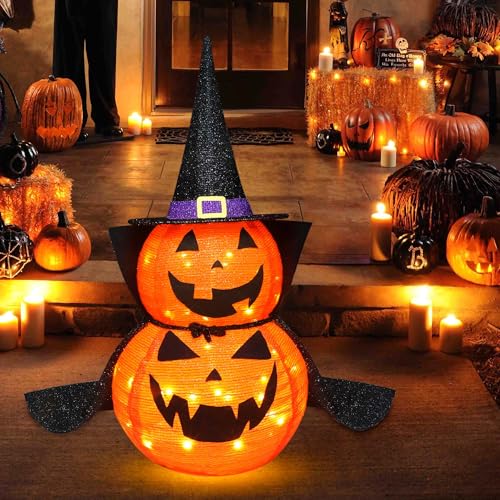 Orange 3FT Halloween Collapsible Pumpkin Decoration with LED Lights