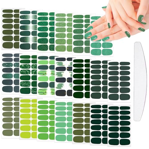 Green Solid Color Nail Polish Strips for St. Patrick's Day - Self-Adhesive Full Nail Wraps - 20 Sheets - Variation: St. Patrick's Day-1