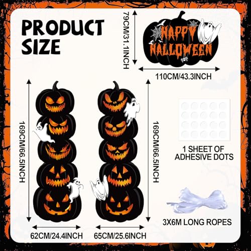 Halloween Pumpkin Door Banner Set - Spooky Porch Decorations for Front Doors & Walls