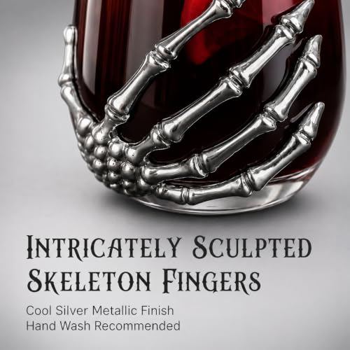 Halloween Skeleton Hand Stemless Wine Glass 12.5oz - Silver Variation